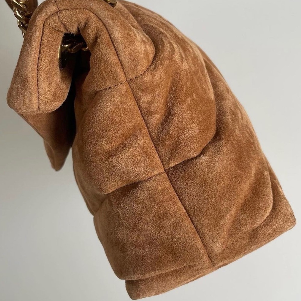 ❤️SOLD❤️ Yves Saint Laurent AUTHENTIC PUFFER SMALL CHAIN BAG IN QUILTED SUEDE - Picture 3 of 8